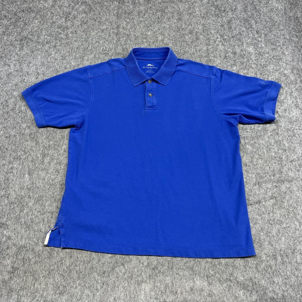 Tommy‎ Bahama Polo Shirt Mens Large Blue 100% Cotton Marlin Logo Casual Golf
